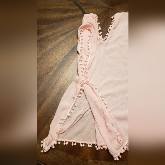 Pink Pom-Pom Trim Bathing Suit Cover Up 6x - Picture 6 of 6